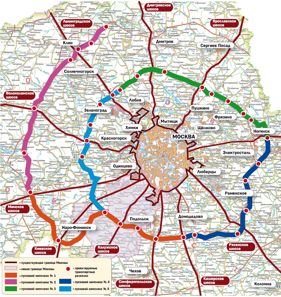 Карта мкада москвы с километражем