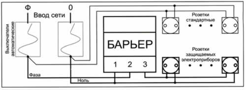 Защита от перепадов напряжения барьер схема