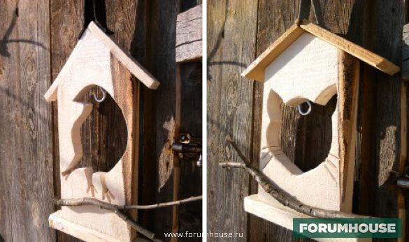 Делаем красивую деревянную кормушку для птиц «Снегири»