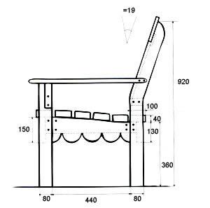 Угол наклона спинки скамейки чертеж