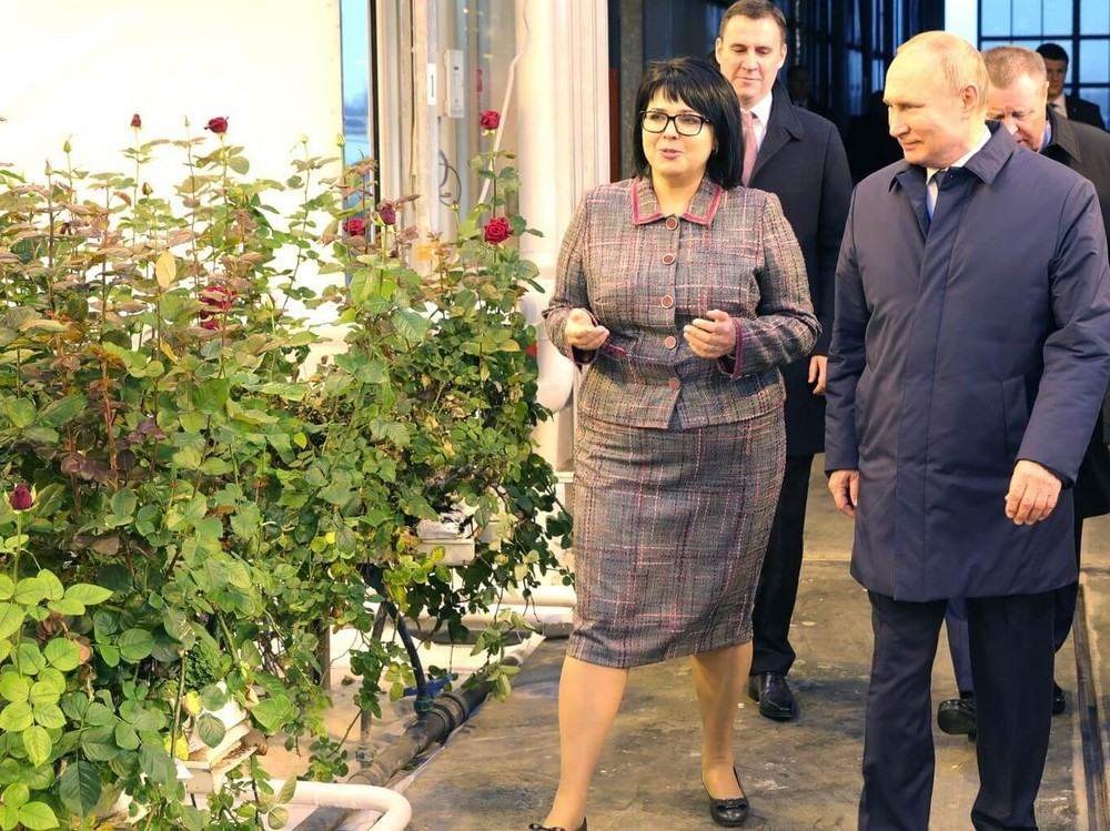 Президент РФ В.В. Путин оценил цветущие в декабре розы, выращенные на субстрате Grodan от ROCKWOOL